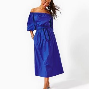 Lilly Pulitzer Shawnlee Off-Shoulder Blue Dress